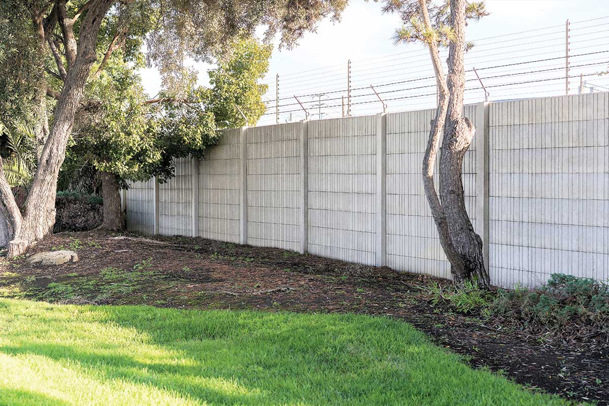 White security precast concrete fence