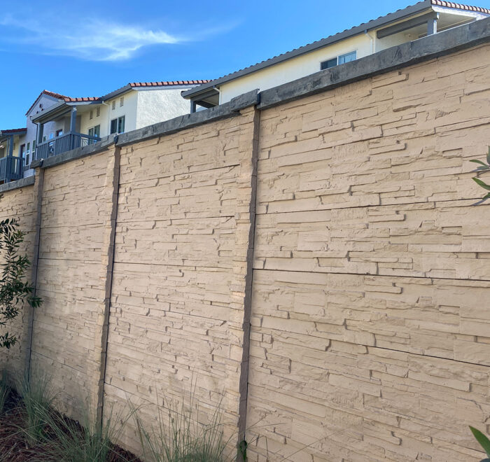 Brown chiselstone precast concrete wall