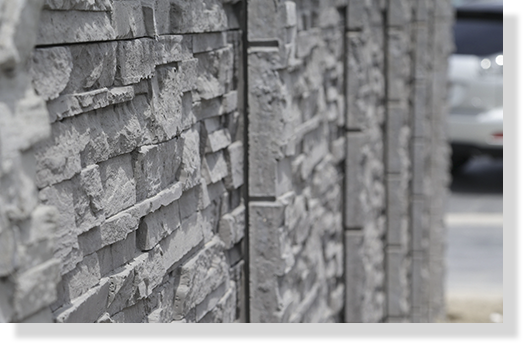 Gray chiselstone precast concrete wall