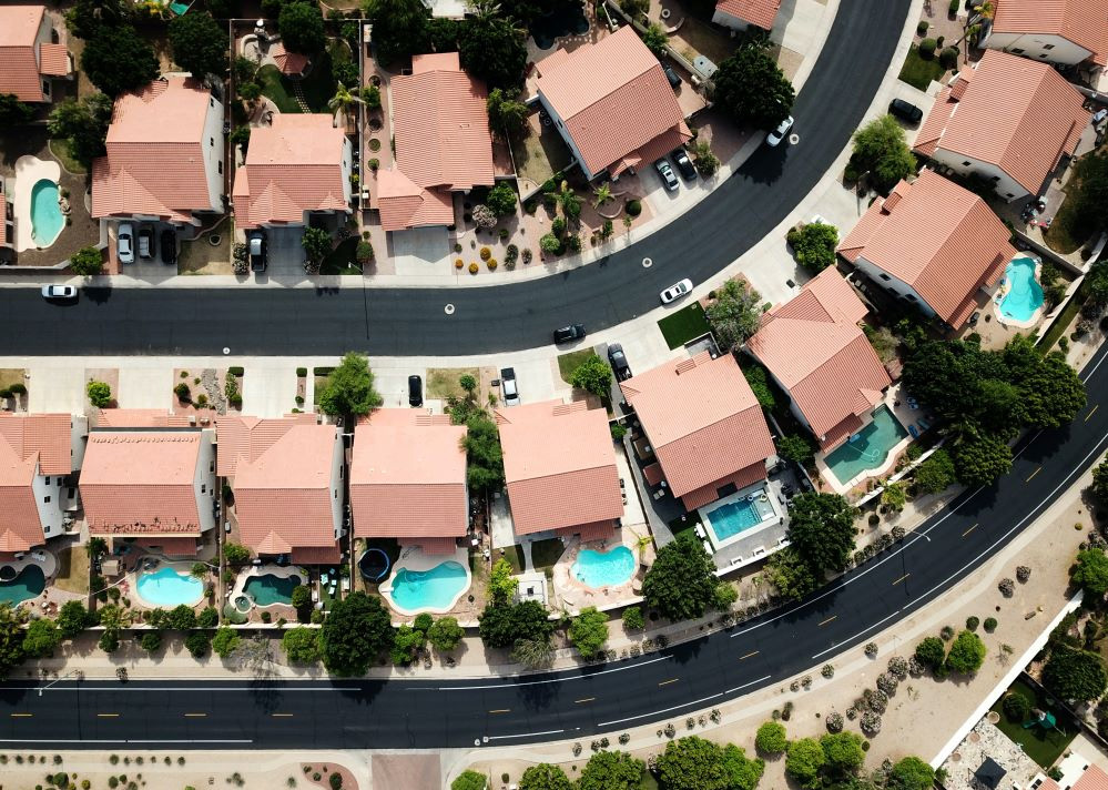 Neighbor houses aerial view
